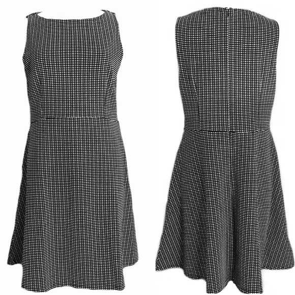 Loft Textured Flare Dress Size 12 Black Women's